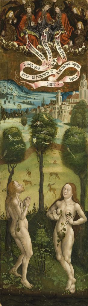 Jan Polack - Adam and Eve in Paradise (one of four panels)
The knowledge of good and evil - the ethics - are the laws of the nature and are coming from the nature like the apple